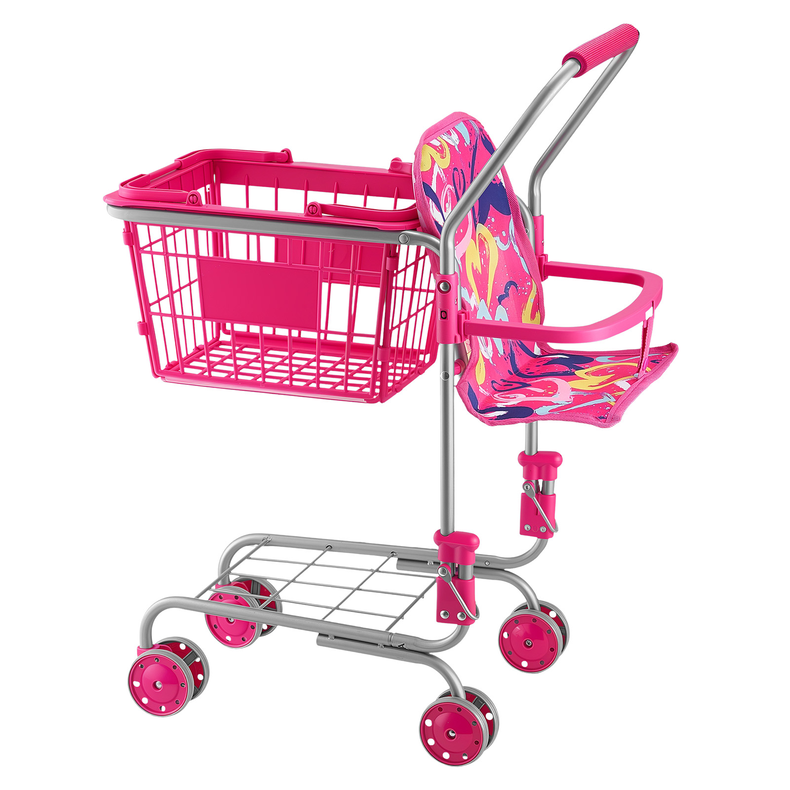 Pink Grocery Play Cart with Baby Doll