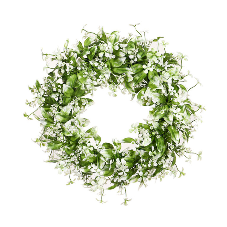 White-Flower Faux Wreath — 45 cm