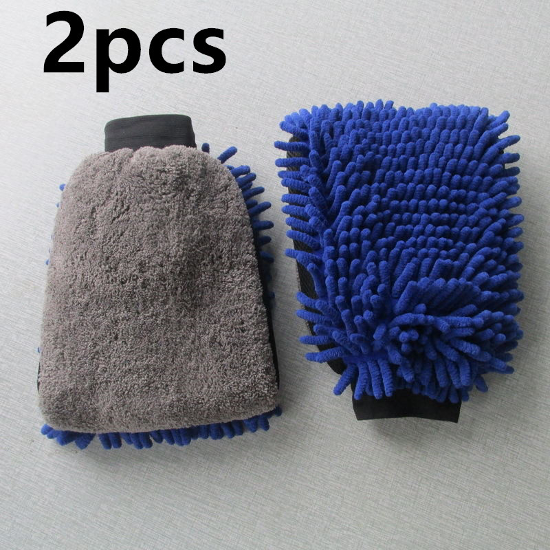 Microfiber Car Wash Mitts — Blue, 2-Pack