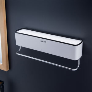 Bathroom Shelf with Towel Bar — Black