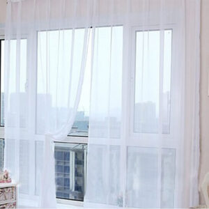 Sheer Rod-Pocket Curtain — White, 100 × 270 cm