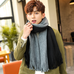 Color-Block Scarf — Black and Grey