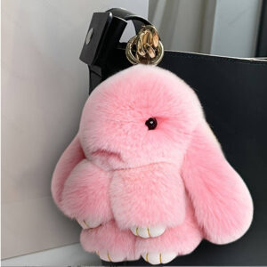 Fluffy Bunny Backpack Charm — Pink