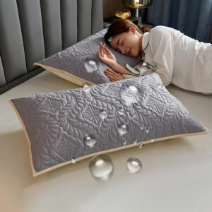 Quilted Pillow Protector — Grey Pattern, 48 × 74 cm