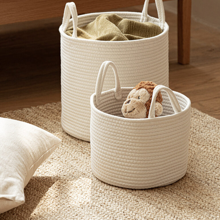 Cotton Rope Storage Basket — White, 36 × 40 cm