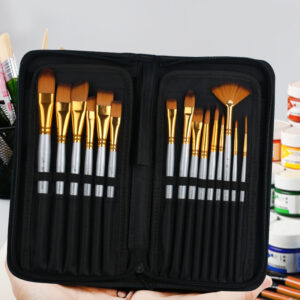 Artist Paint Brushes with Case — Set of 15